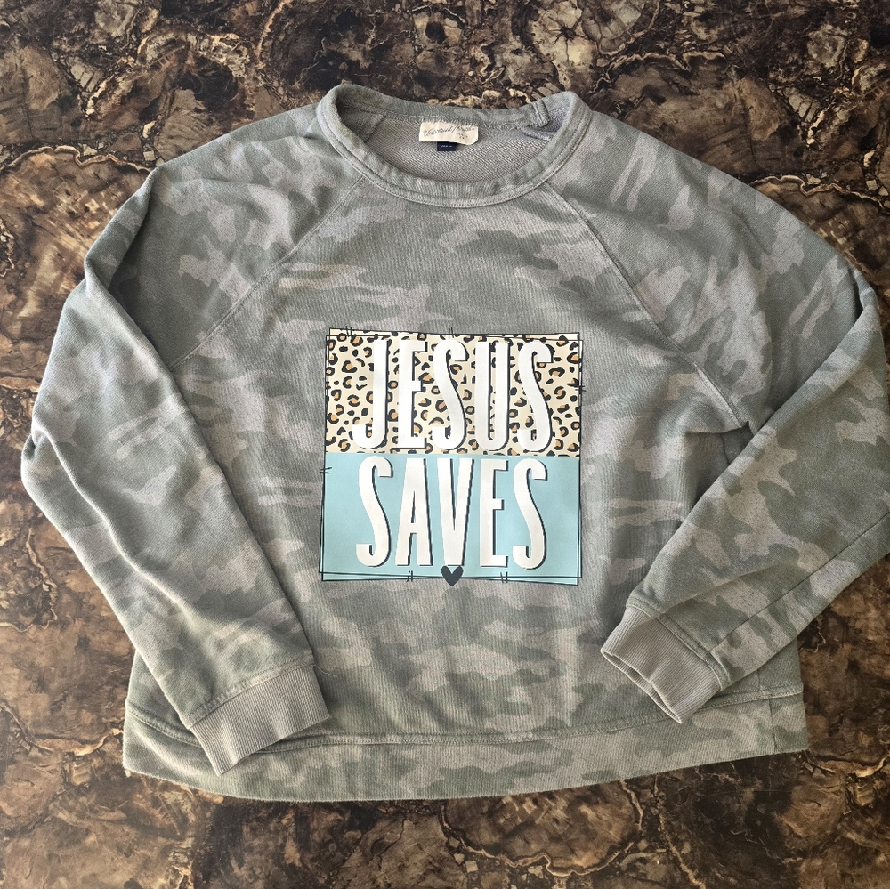 Jesus Saves Camo Sweatshirt